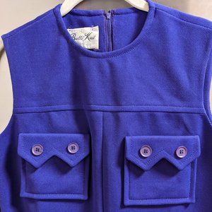 Very vintage, 1960's Butte Knit (BK) sleeveless purple dress, Size M